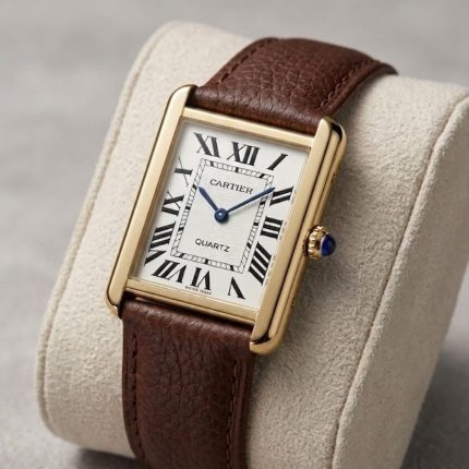 Cartier Tank OLD MONEY in Leather Strap - brown-golden - Men's Watches - Buy Online in Pakistan at Areeba Mart