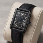 Cartier Tank OLD MONEY in Leather Strap - black-arabic