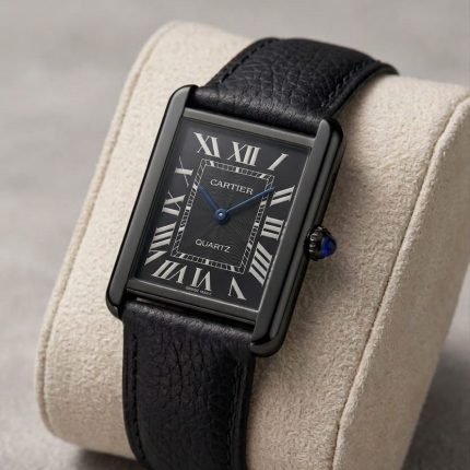 Cartier Tank OLD MONEY in Leather Strap - black-arabic - Men's Watches - Buy Online in Pakistan at Areeba Mart