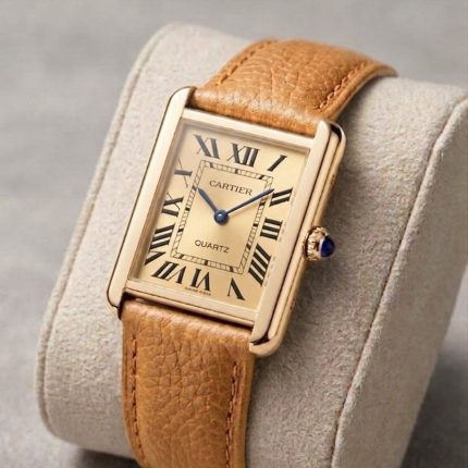 Cartier Tank OLD MONEY in Leather Strap - light-brown-golden - Men's Watches - Buy Online in Pakistan at Areeba Mart