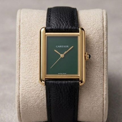 Cartier Tank OLD MONEY in Leather Strap - black-golden-plain-dial - Men's Watches - Buy Online in Pakistan at Areeba Mart
