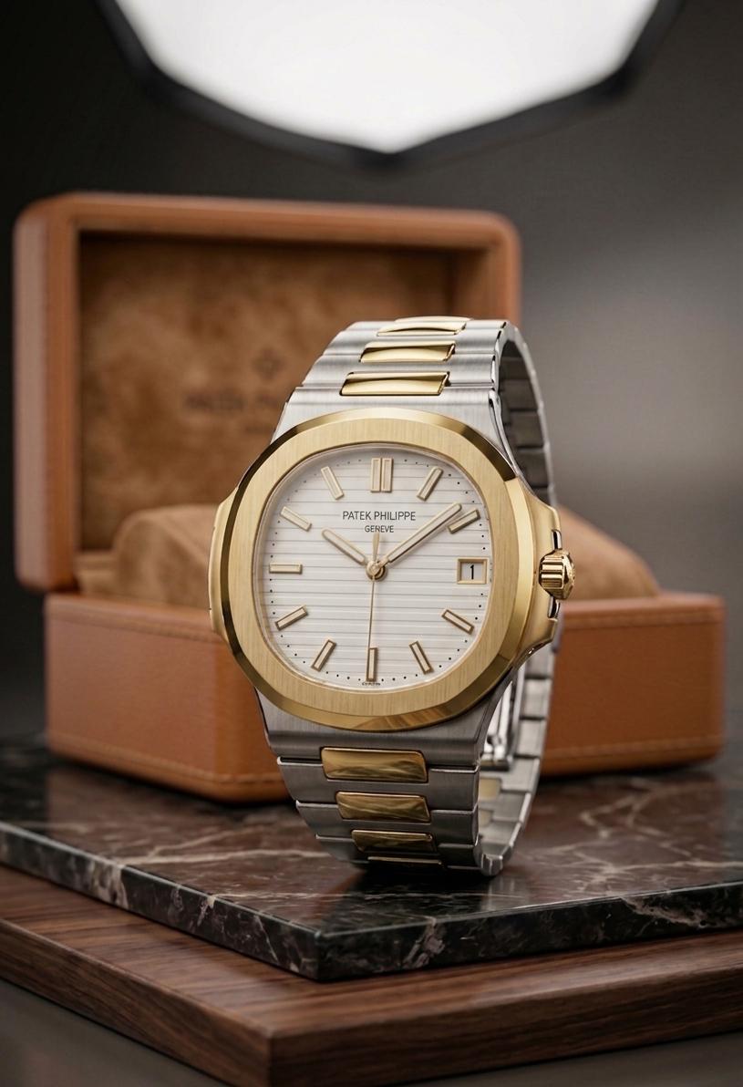 WhatsAppImage2026-05-07at4.50.44PM_1 Nautilus PATEK PHILIPPE GENEVE Stainless Steel Premium Quality (Matt Finish) - 2-tone-white-dial - Image 1