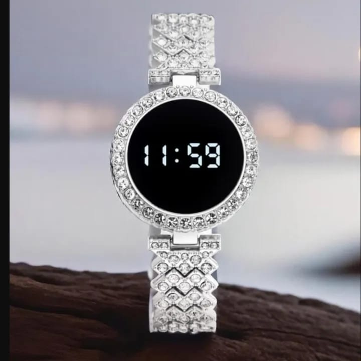 Round Digital Diamond Touch LED Watch for Women Girls - Gold - Women's Watches - Buy Online in Pakistan at Areeba Mart