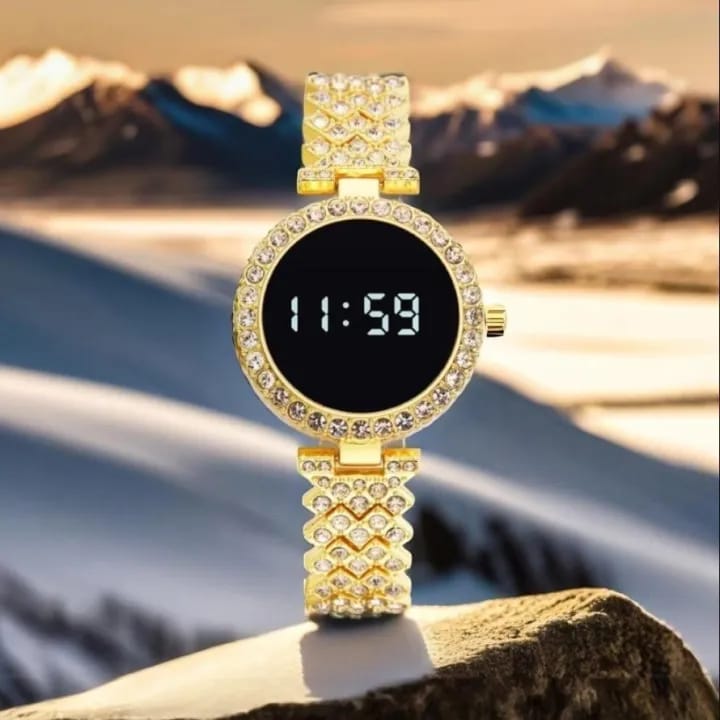 Round Digital Diamond Touch LED Watch for Women Girls - Rose Gold - Women's Watches - Buy Online in Pakistan at Areeba Mart