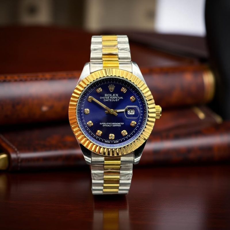 Rolex Date Just in Premium Quality Stainless Steel - 2-tone-green-dial - Men's Watches - Areeba Mart Pakistan