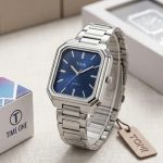 Tomi Stainless Steel OLD MONEY Style Watch - 2-tone-blue-dial