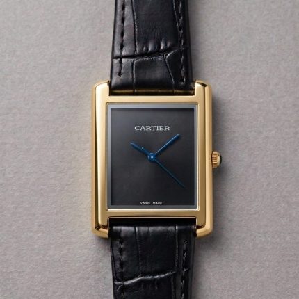 Cartier TANK Watch in Plain Dial Leather Strap - black-silver-3 - Men's Watches - Buy Online in Pakistan at Areeba Mart