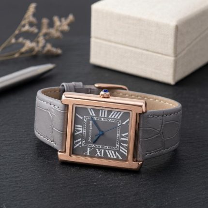 Universe Point Tank OLD MONEY in Leather Strap - black-golden-plain-dial - Men's Watches - Areeba Mart Pakistan